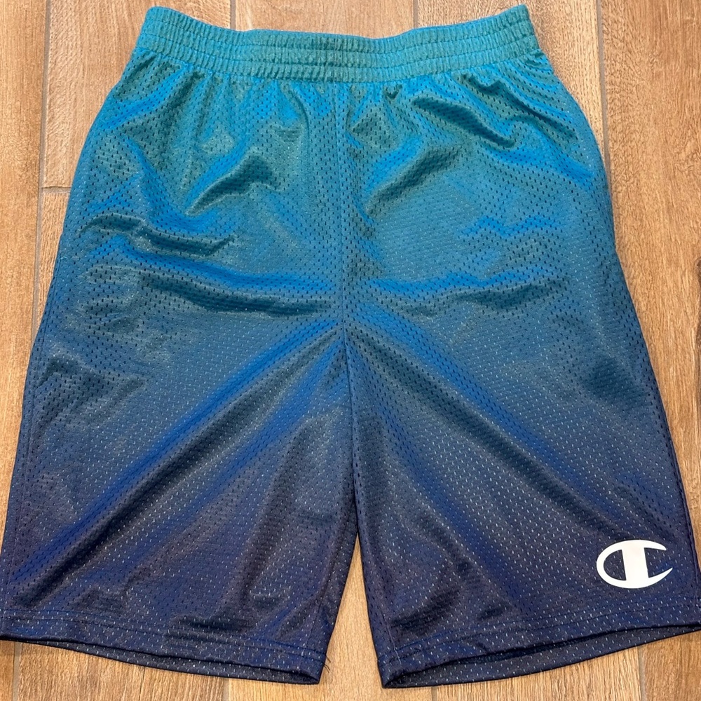 Champion Boys' Ombre Mesh Shorts in teal and navy blue - NEVER WORN